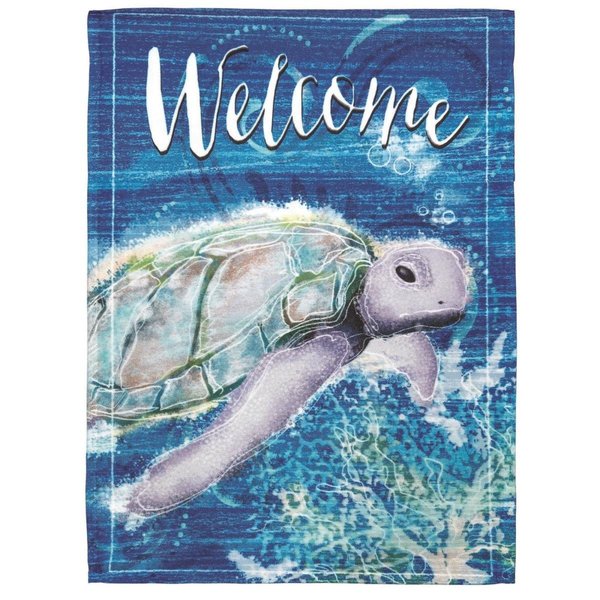 Dicksons 30 x 44 in Flag Print Welcome Deep Blue Turtle Polyester Large M070078